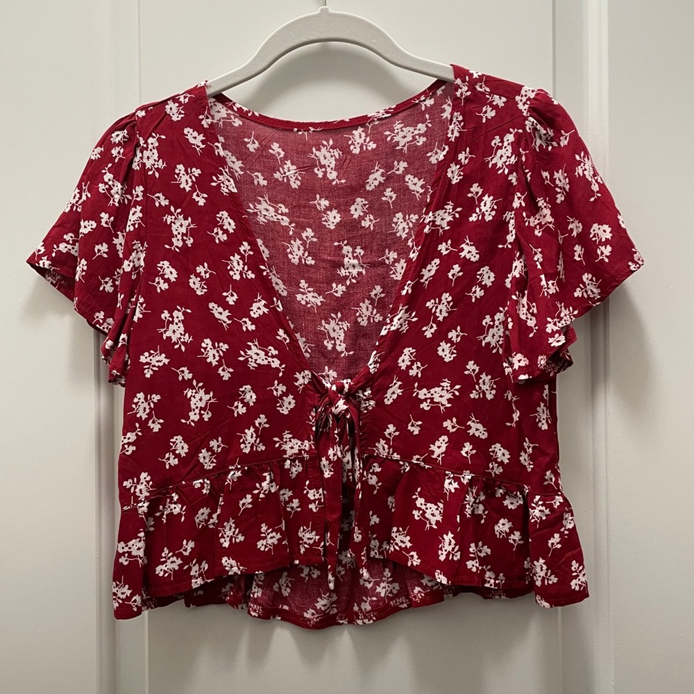 Tie Front Slight Crop Top
